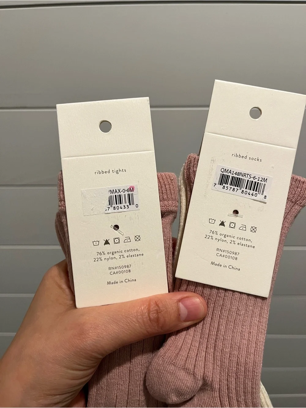 Quincy Mae 0-12M Pair Set Ribbed Tights & Socks